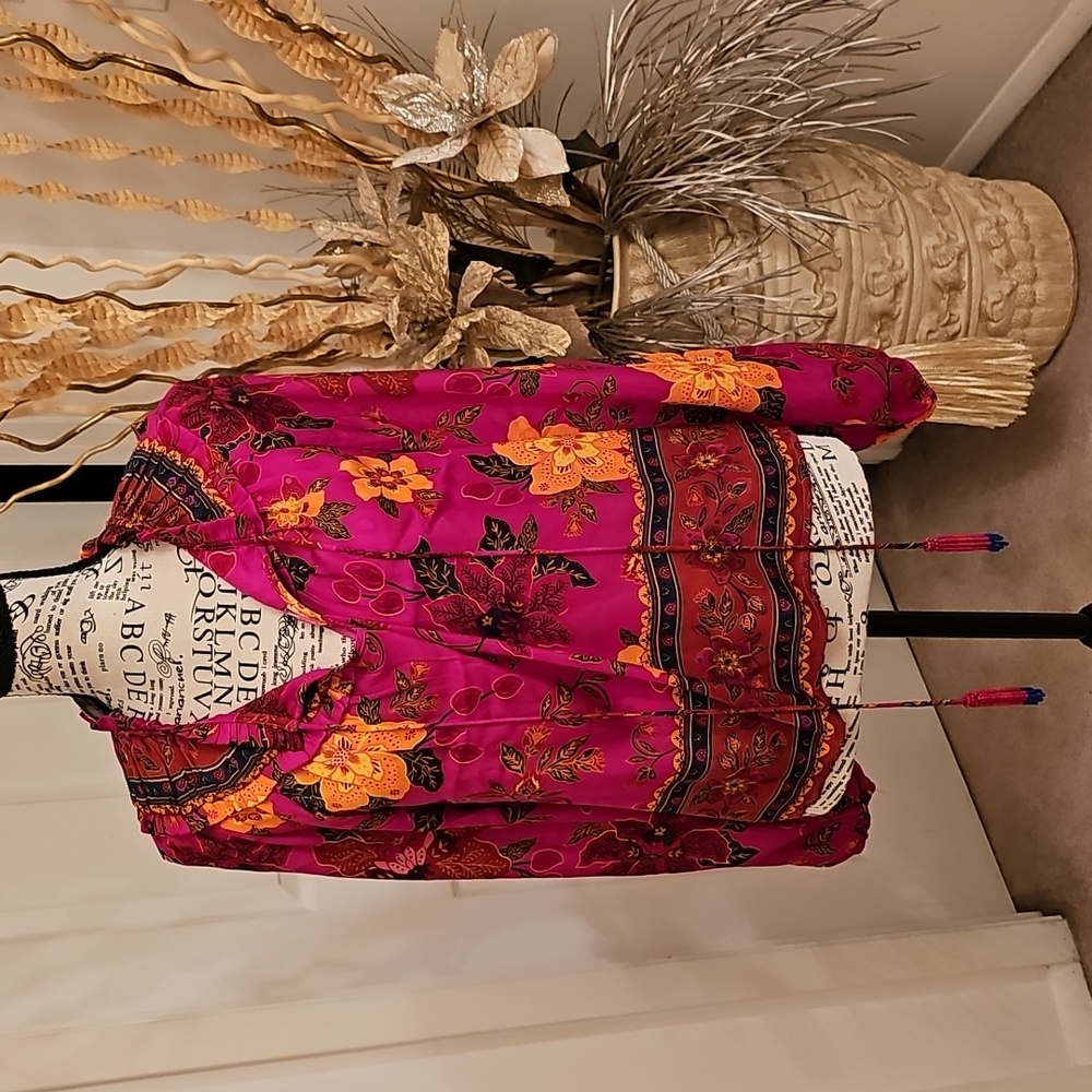 BRAND NEW RACHEL ZOE FUCHSIA PRINT BLOUSE